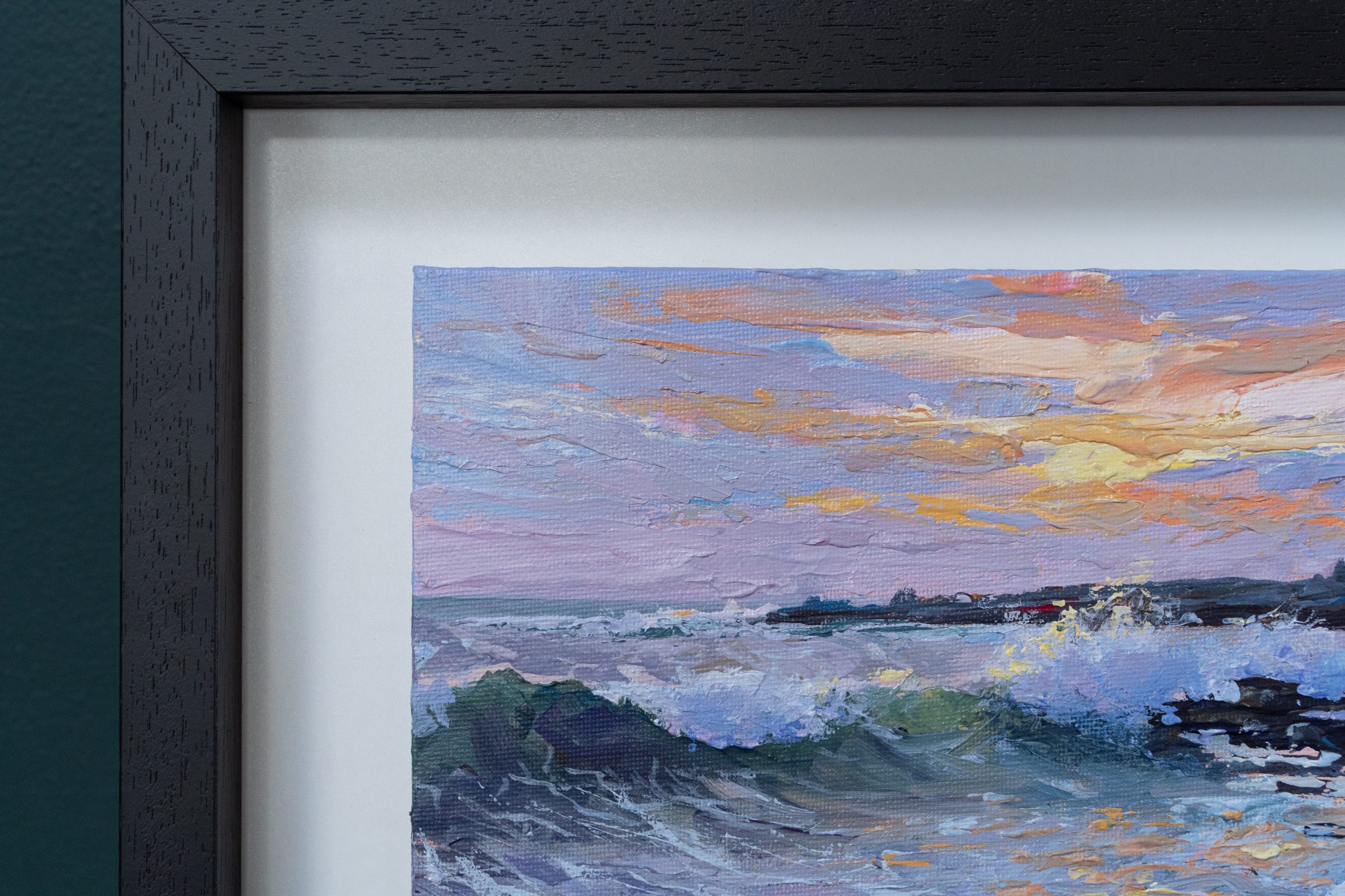 Vincent Killowry Crab Island Sunset original acrylics on board framed original painting by contemporary artist Vincent Killowry seascape original Irish art painting Ireland Irish Interiors Ireland