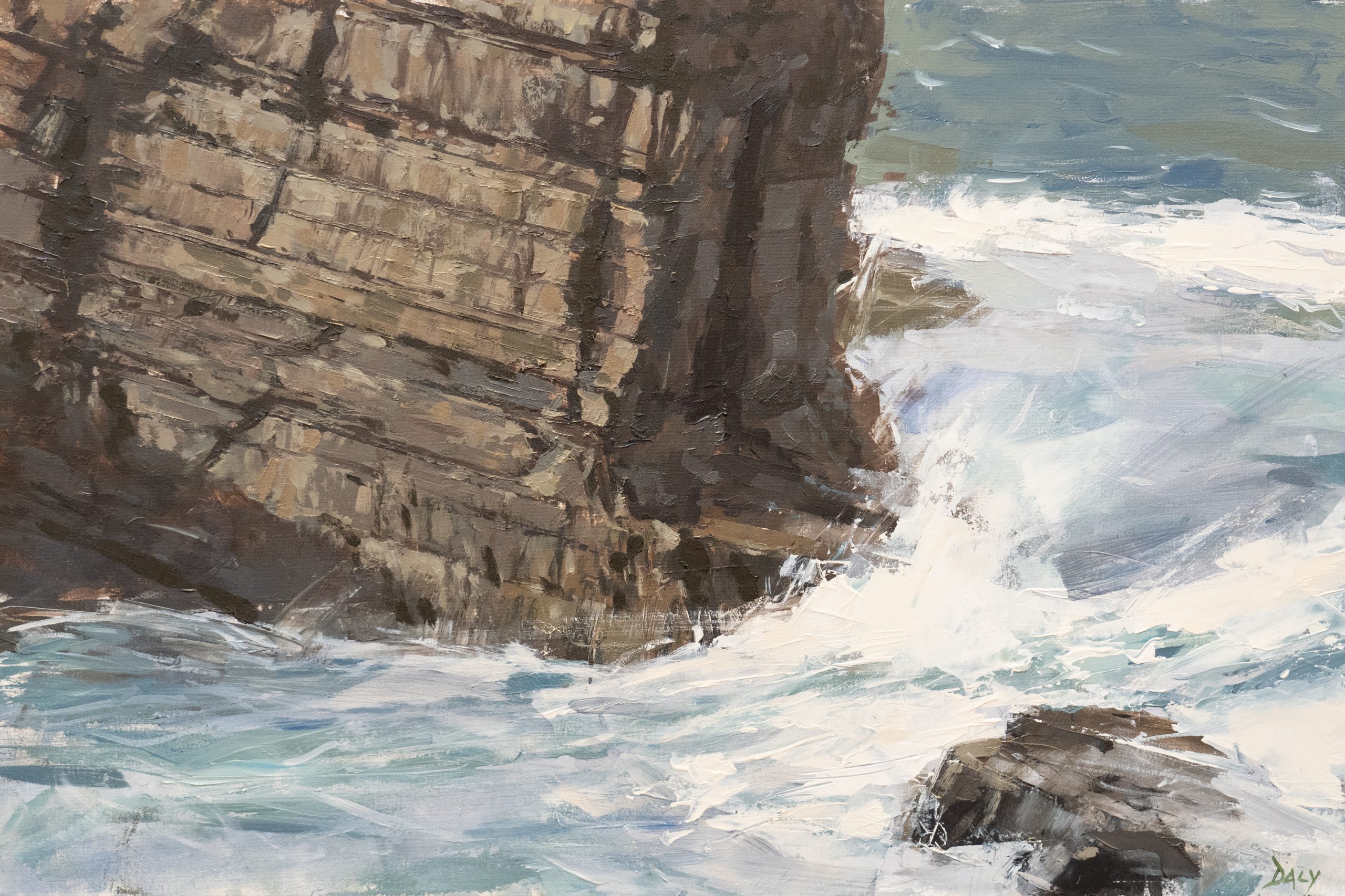 Ivan Daly original Irish art seascape Ireland West of Ireland Irish art oil paintings Irish Interiors contemporary spaces art sea cliffs cliff coast Kilbaha Gallery