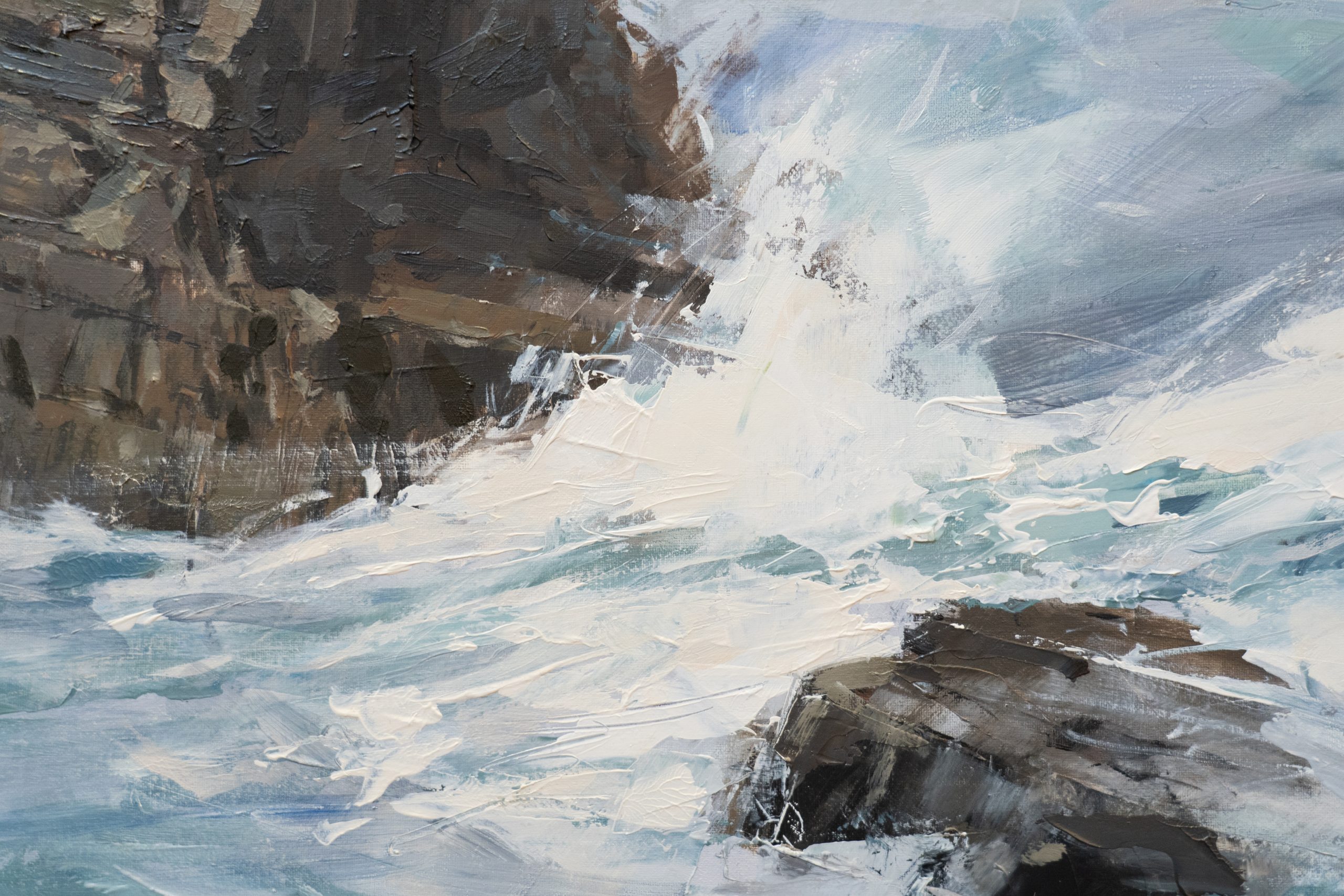 Ivan Daly original Irish art seascape Ireland West of Ireland Irish art oil paintings Irish Interiors contemporary spaces art sea cliffs cliff coast Kilbaha Gallery