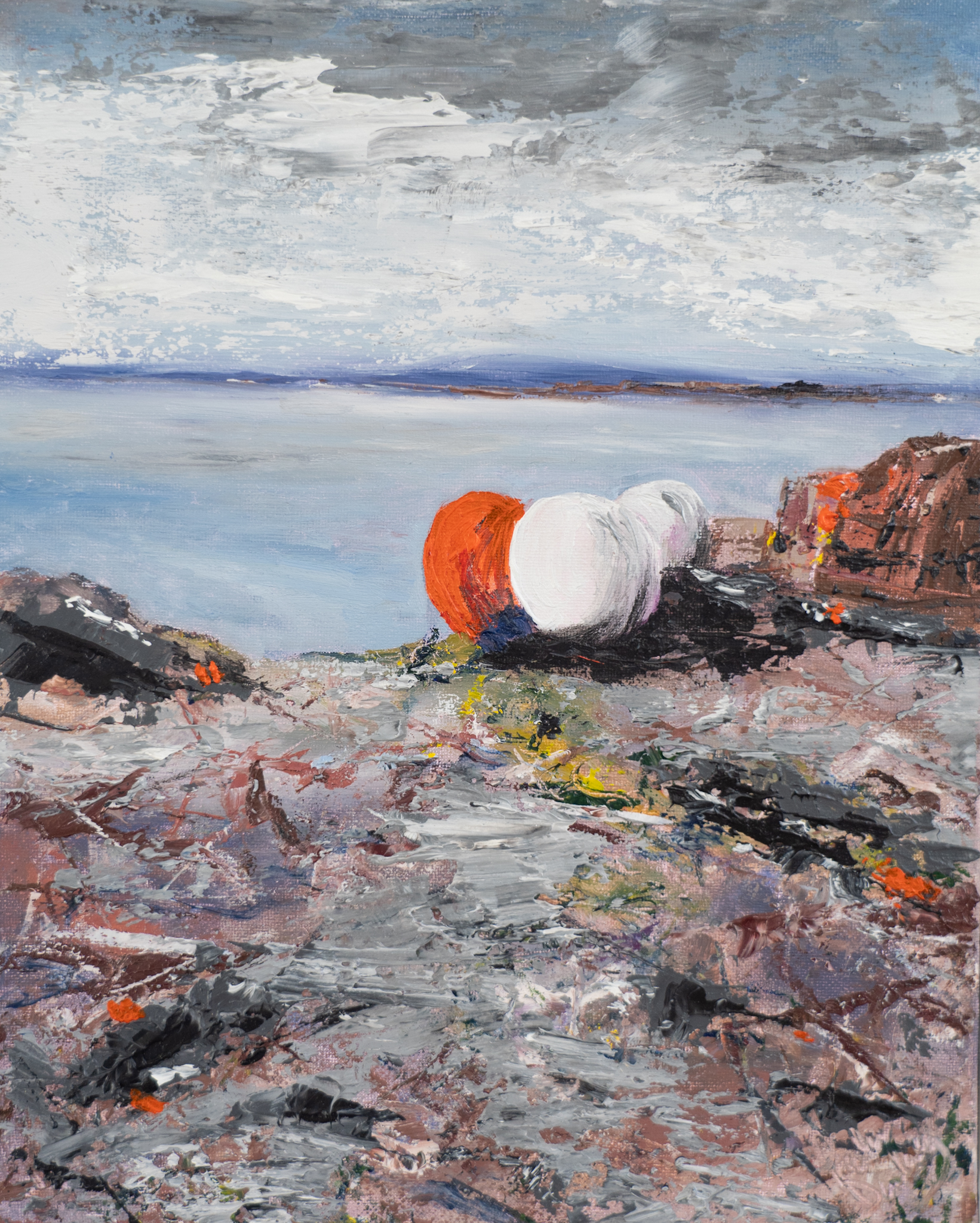 Pauline Dunleavy Beautiful original Irish art oil and cold wax Irish Interiors seaside landscape seascapes rocks sky meadows rich colours Ireland WAW Kilbaha Gallery