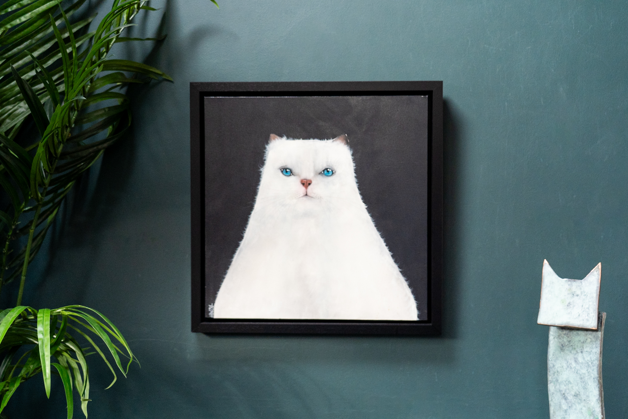 Heidi Wickham Original Contemporary Irish Art animals contrast Irish interiors Kilbaha Gallery Interior Design acrylics on canvas animals bunny painting cat dog Ireland