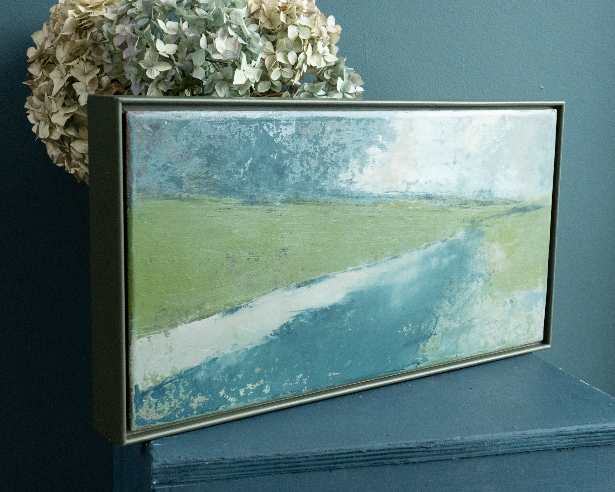 Dorothy Ledwith Kilbaha Gallery original oil paintings oil on canvas greens colour palette Ireland Irish art Original Contemporary Irish Art Ireland beautiful landscapes country fields trees waterways Kilbaha Gallery Interior Design