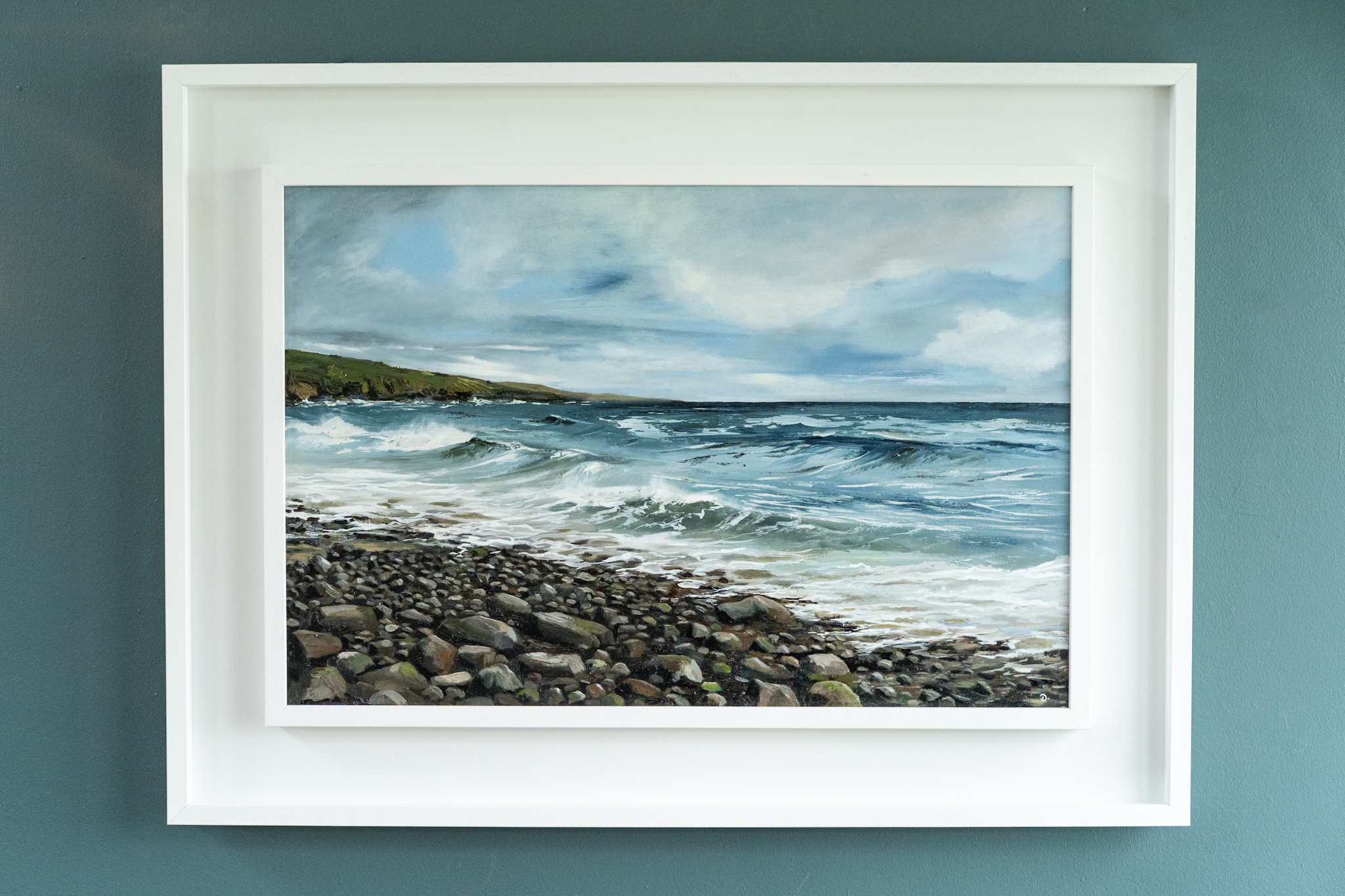 D West Clare contemporary Irish artist signing their work as D Ireland Irish art oil painting seascape rolling tide Ireland Irish painting beautiful painting Interiors Kilbaha Gallery