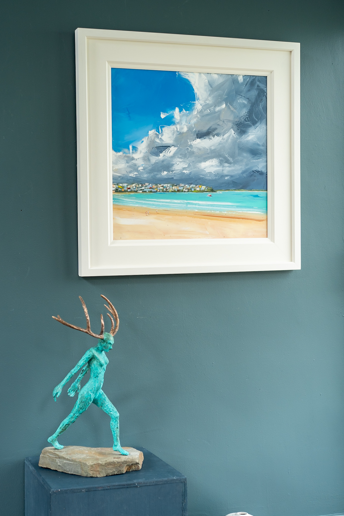 The artist David Coyne for Kilbaha Gallery Ireland Original Irish Art Wild Atlantic Way Rolling Tide Waves Rocks stones movement beautiful painting oils on canvas Irish Interiors Cliff Coast Wild Waves Ireland West of Ireland vivid colours blues and greens