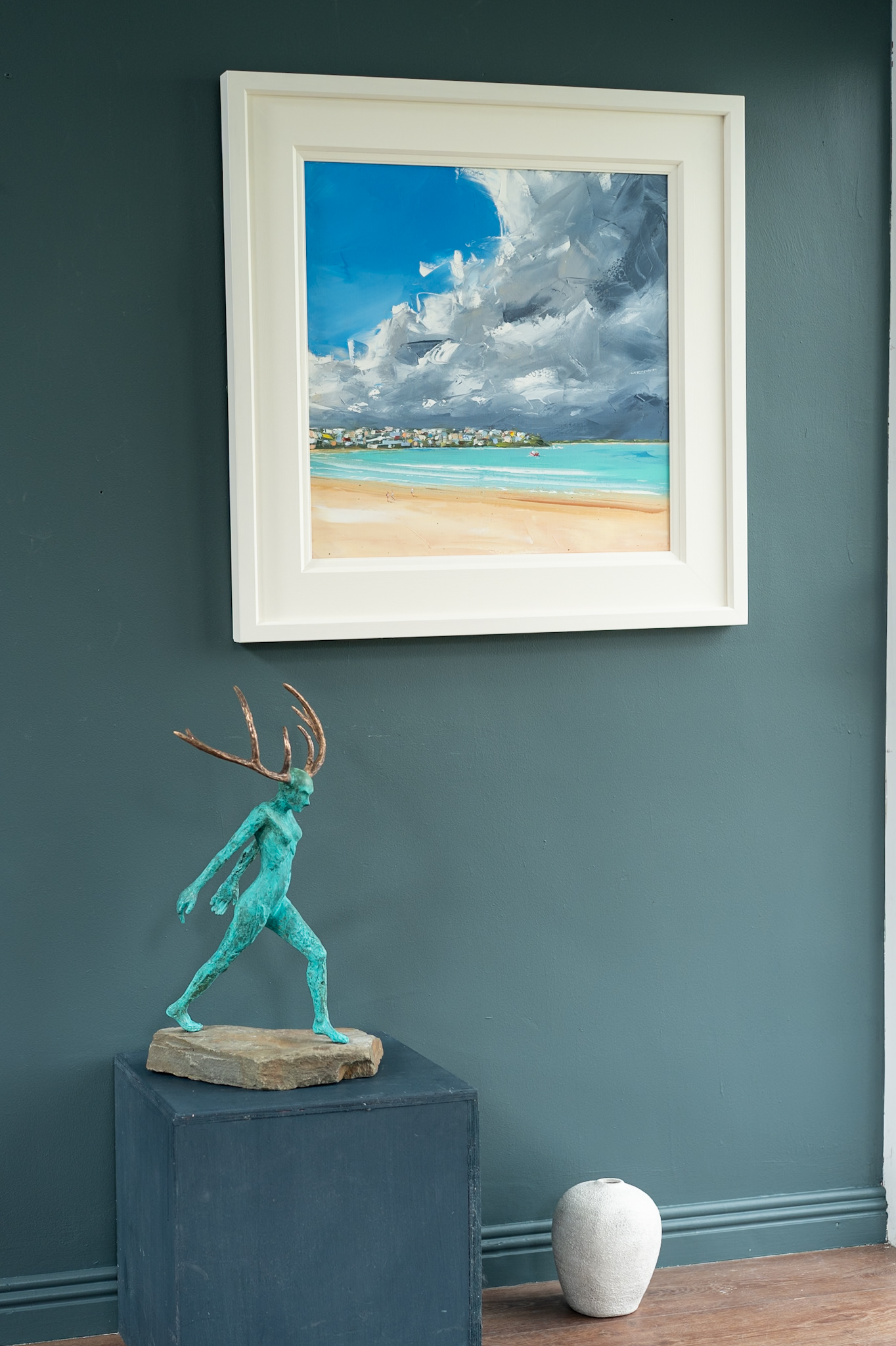 The artist David Coyne for Kilbaha Gallery Ireland Original Irish Art Wild Atlantic Way Rolling Tide Waves Rocks stones movement beautiful painting oils on canvas Irish Interiors Cliff Coast Wild Waves Ireland West of Ireland vivid colours blues and greens