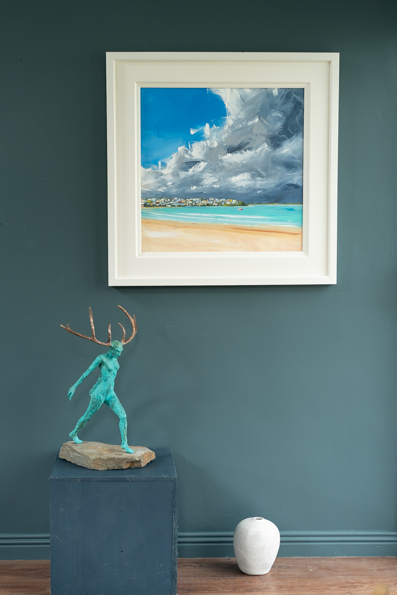 The artist David Coyne for Kilbaha Gallery Ireland Original Irish Art Wild Atlantic Way Rolling Tide Waves Rocks stones movement beautiful painting oils on canvas Irish Interiors Cliff Coast Wild Waves Ireland West of Ireland vivid colours blues and greens