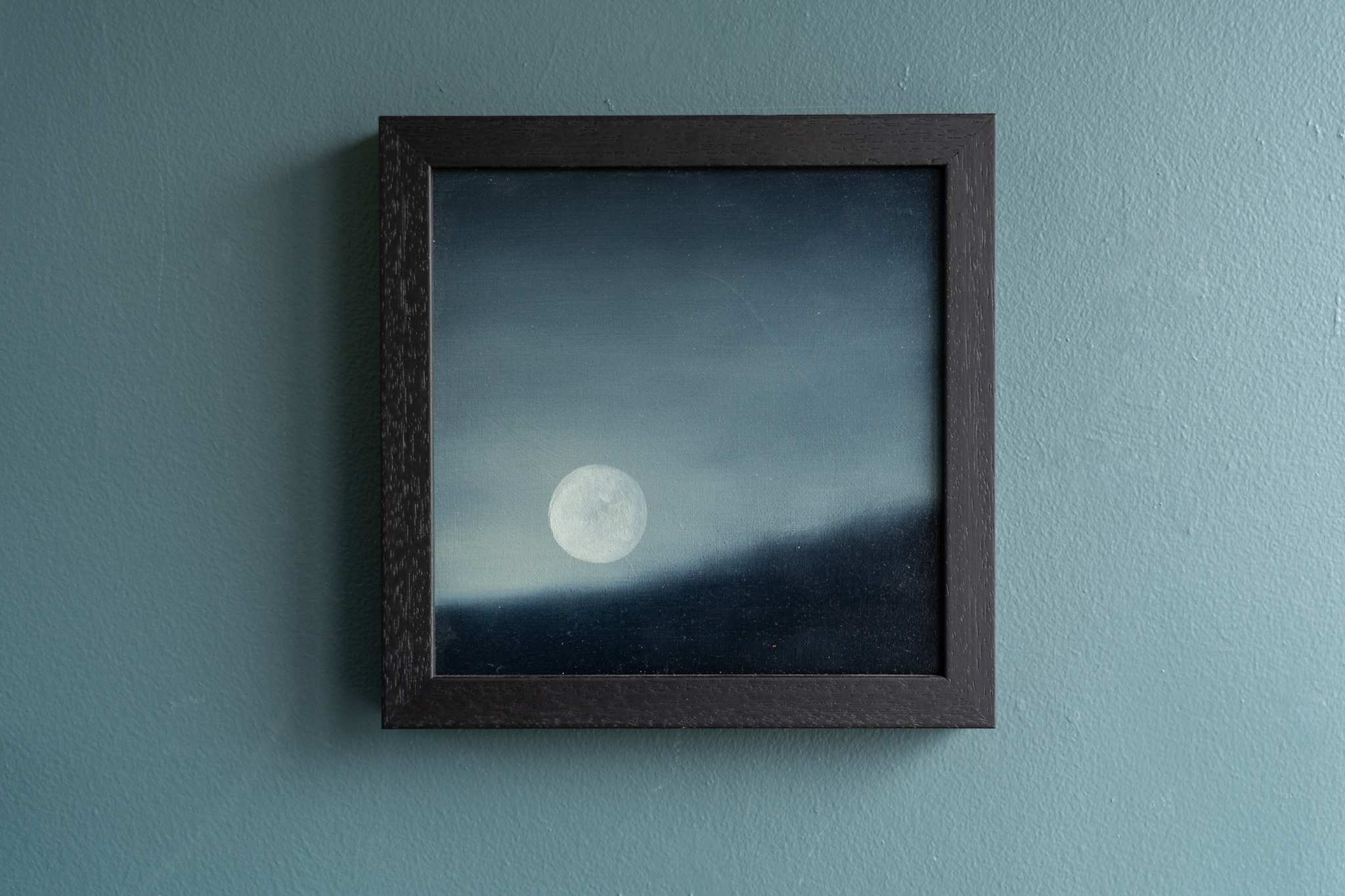 Adam Pomeroy oil on canvas original work moonscape moon study study in oils of the sky and and landscape below night sky beautiful piece of art Irish art Kilbaha Gallery Ireland Wild Atlantic Way collect invest art Interiors