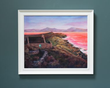 Delaney Davis roadside traffic lights on the road night time scene streetscape Ireland original Irish art Kilbaha Gallery Ireland