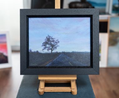 Delaney Davis roadside tree on the road night time scene streetscape Ireland original Irish art Kilbaha Gallery Ireland