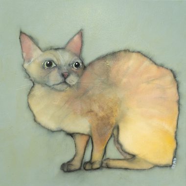 Heidi Wickham Cat Irish Art Kilbaha Gallery Irish interiors beautiful contemporary painting black dog on green