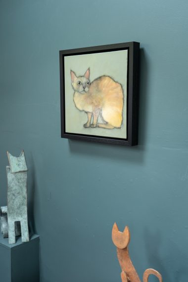 Heidi Wickham Cat Irish Art Kilbaha Gallery Irish interiors beautiful contemporary painting black dog on green