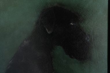 Heidi Wickham Dog Irish Art Kilbaha Gallery Irish interiors beautiful contemporary painting black dog on green