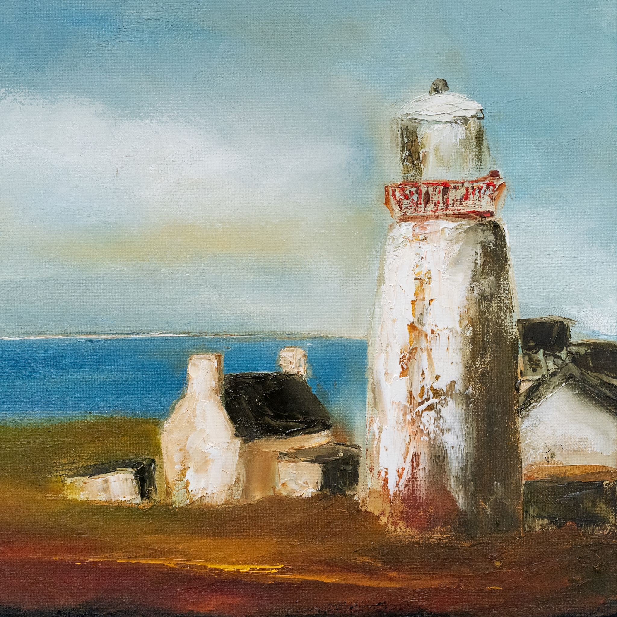 Padraig McCaul Original Irish Art Oil Painting Ireland Kilbaha Gallery West of Ireland cottages Irish cottage Irish Lighthouse Loop Head landscape painting Irish art and Interiors Ireland Wild Atlantic Way
