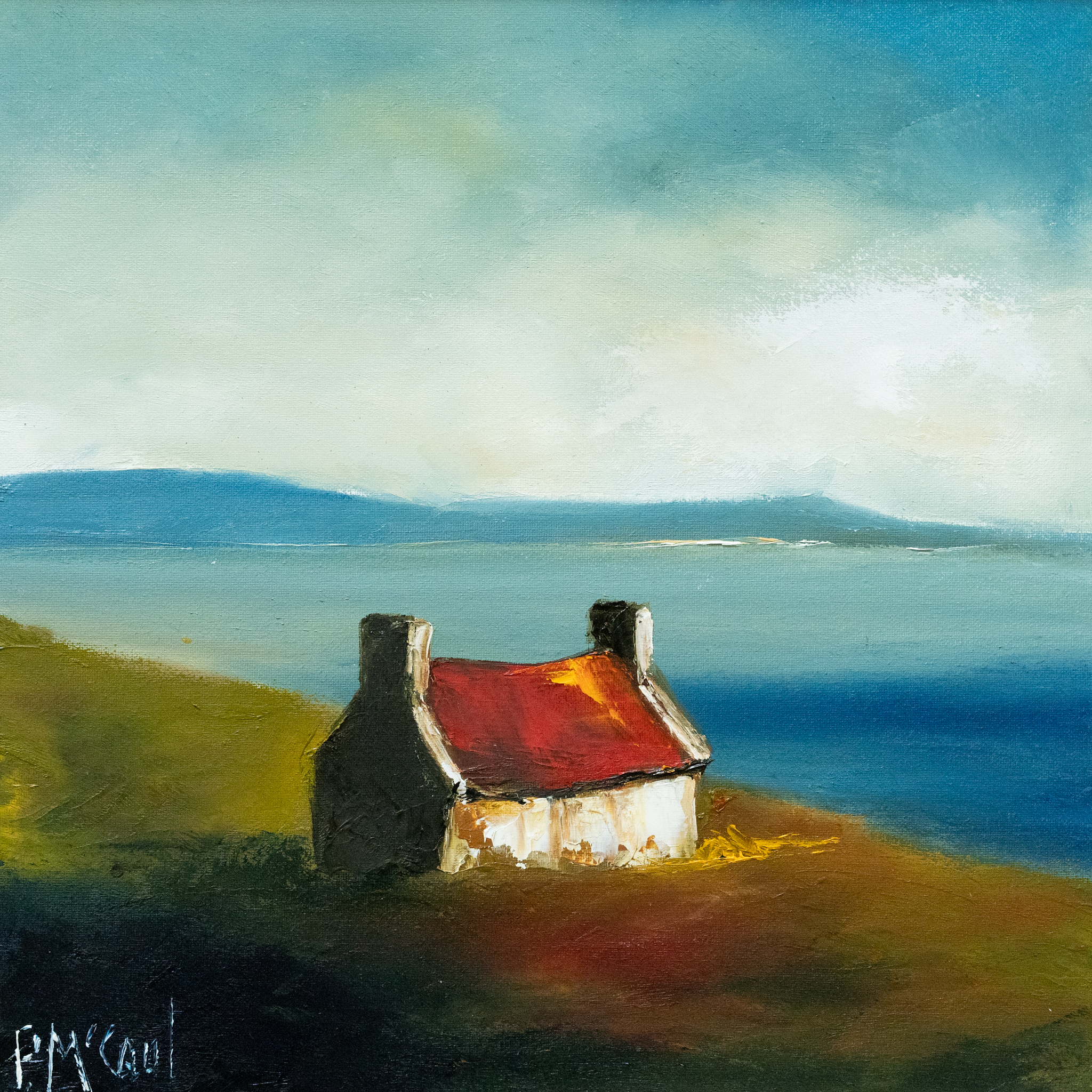 Padraig McCaul Original Irish Art Oil Painting Ireland Kilbaha Gallery West of Ireland cottages Irish cottage Irish Lighthouse Loop Head landscape painting Irish art and Interiors Ireland Wild Atlantic Way