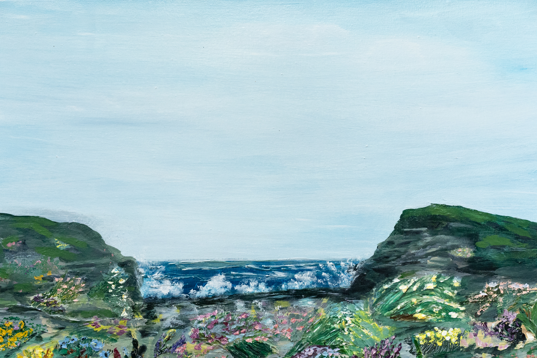 Carmel T Madigan Original Irish art mixed media large scale painting meadows wildflowers mountains seascapes heather Ireland West of Ireland Wild Atlantic Way Irish art contemporary artist beautiful homes Modern Decor