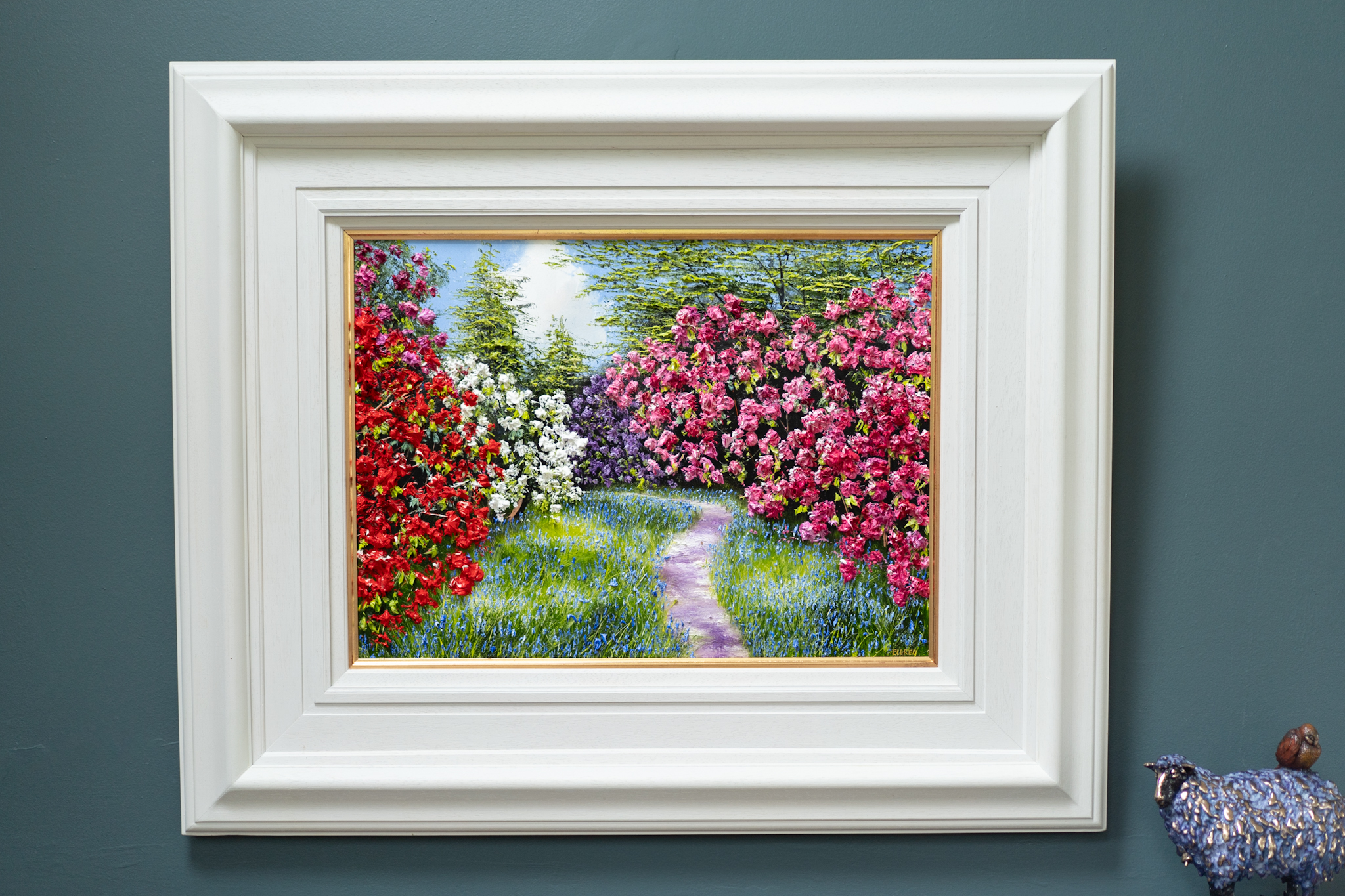 Mark Eldred original Irish art oil on canvas Ireland West of Ireland beautiful painting Original Irish Art Flowers foxgloves and azaleas Kilbaha Gallery