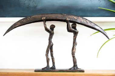 Clodagh Redden two man bronze currach sculpture beautiful striking bronze sculptures bronze foundry original Irish artist art Ireland West of Ireland Kilbaha Gallery traditional fishing boat currach Irish Wild Atlantic Way