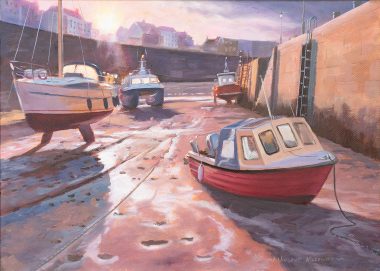 Vincent Killowry Original Irish Art Ireland Kilbaha Gallery Tenby Wales boatyard shipyard painting acrylics beautifully framed Irish Interiors