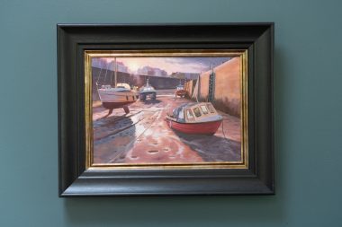 Vincent Killowry Original Irish Art Ireland Kilbaha Gallery Tenby Wales boatyard shipyard painting acrylics beautifully framed Irish Interiors