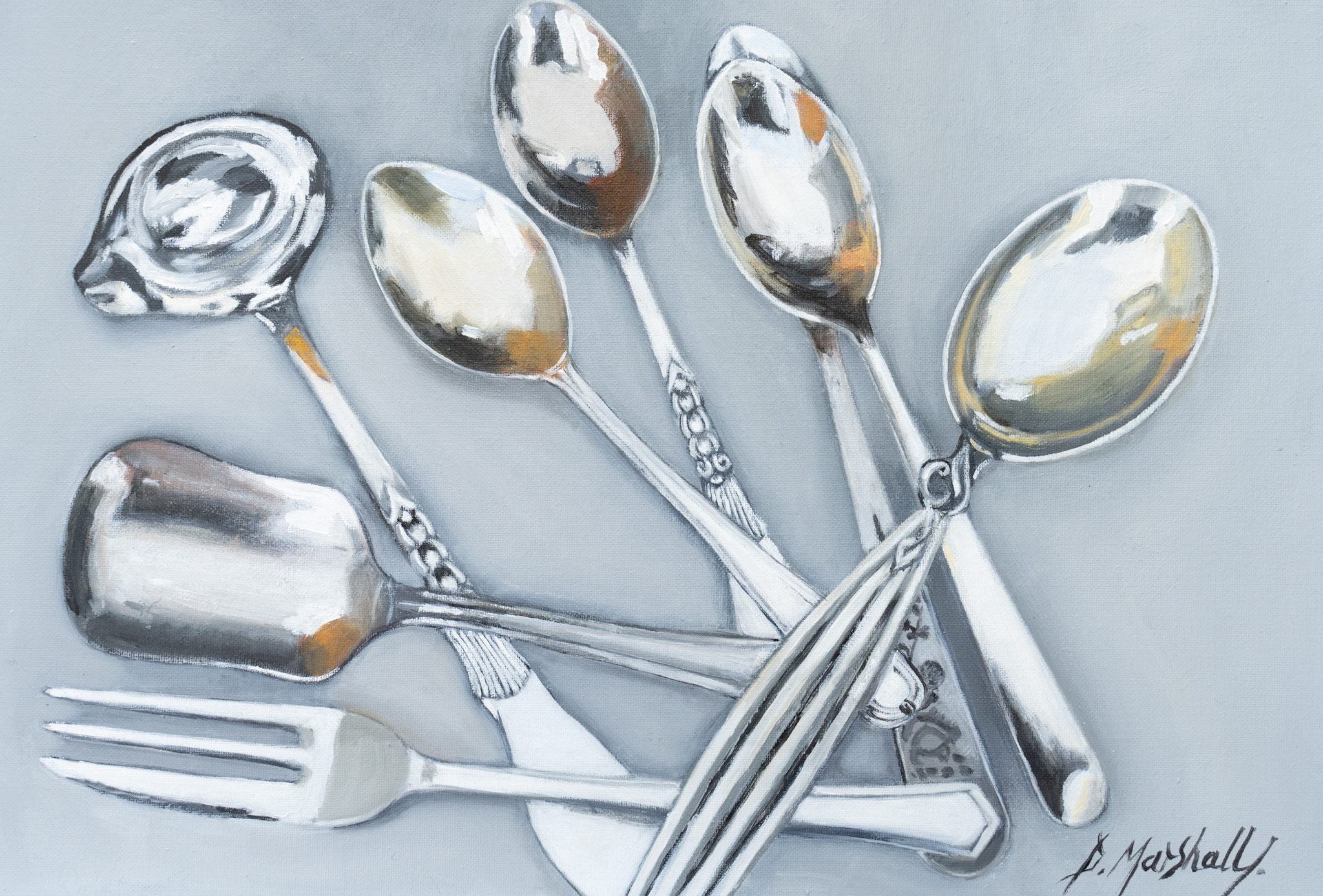 Utensils cutlery Diana Marshall contemporary artist fine art beautiful detail still life studies kitchen utensils Ireland Irish art Interiors Modern Homes contemporary decor Kilbaha Gallery