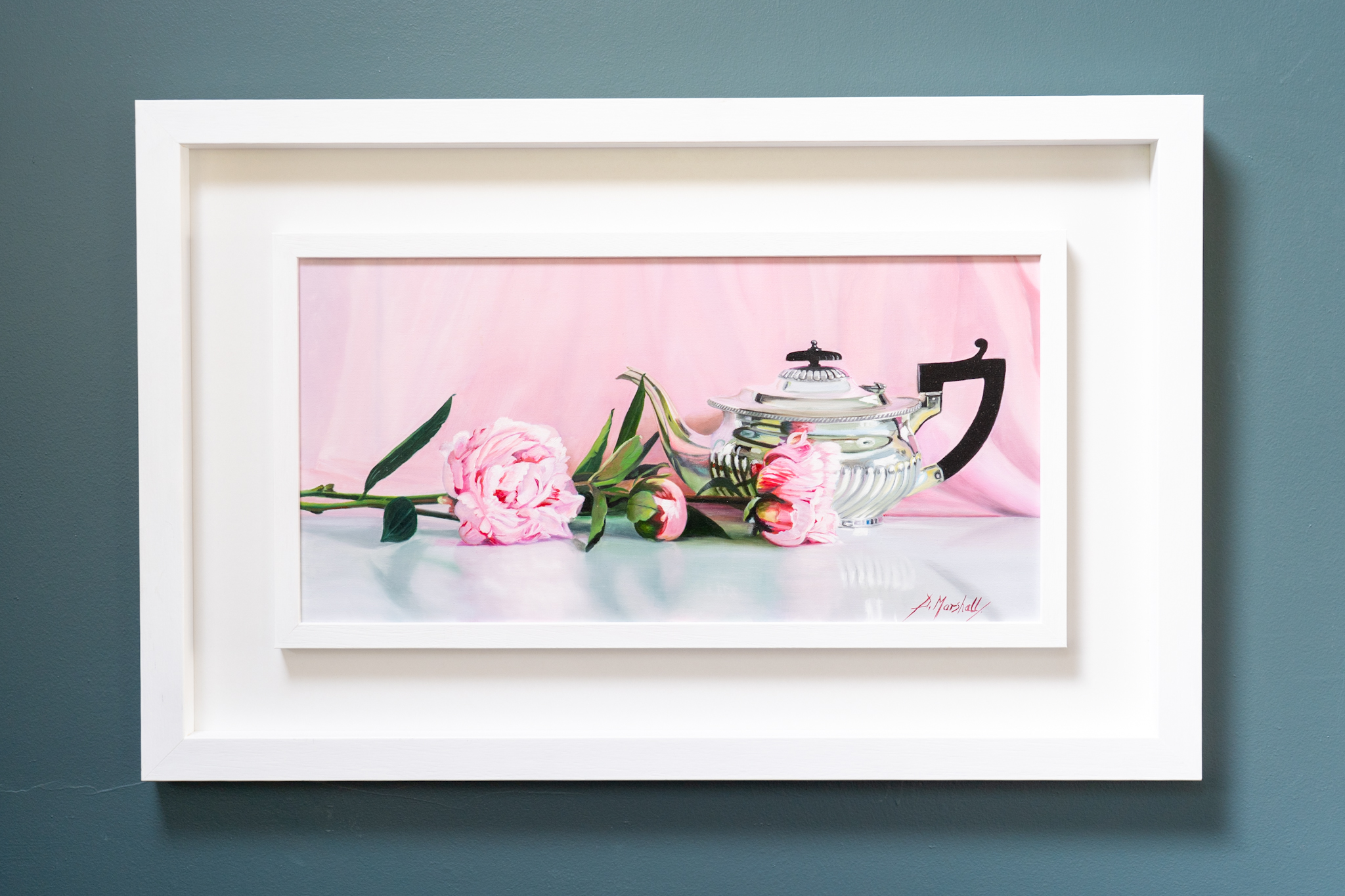 Tea Peonies Diana Marshall contemporary artist fine art beautiful detail still life studies kitchen utensils Ireland Irish art Interiors Modern Homes contemporary decor Kilbaha Gallery