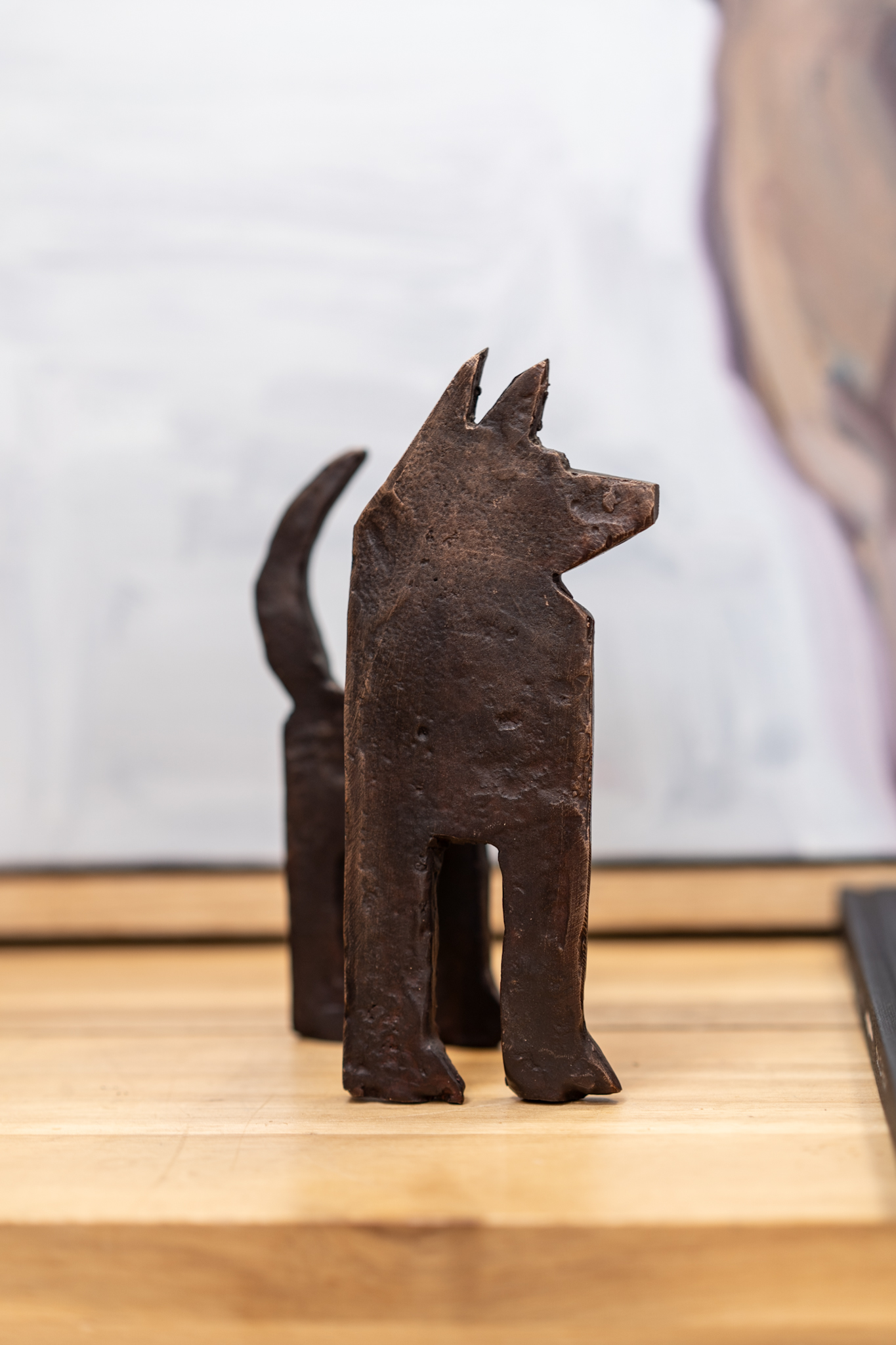 Seamus Connolly Bronze Dogs Brown patina beautiful small bronze sculptures stylized animals original Irish art family business bronze foundry Ireland Kilbaha Gallery