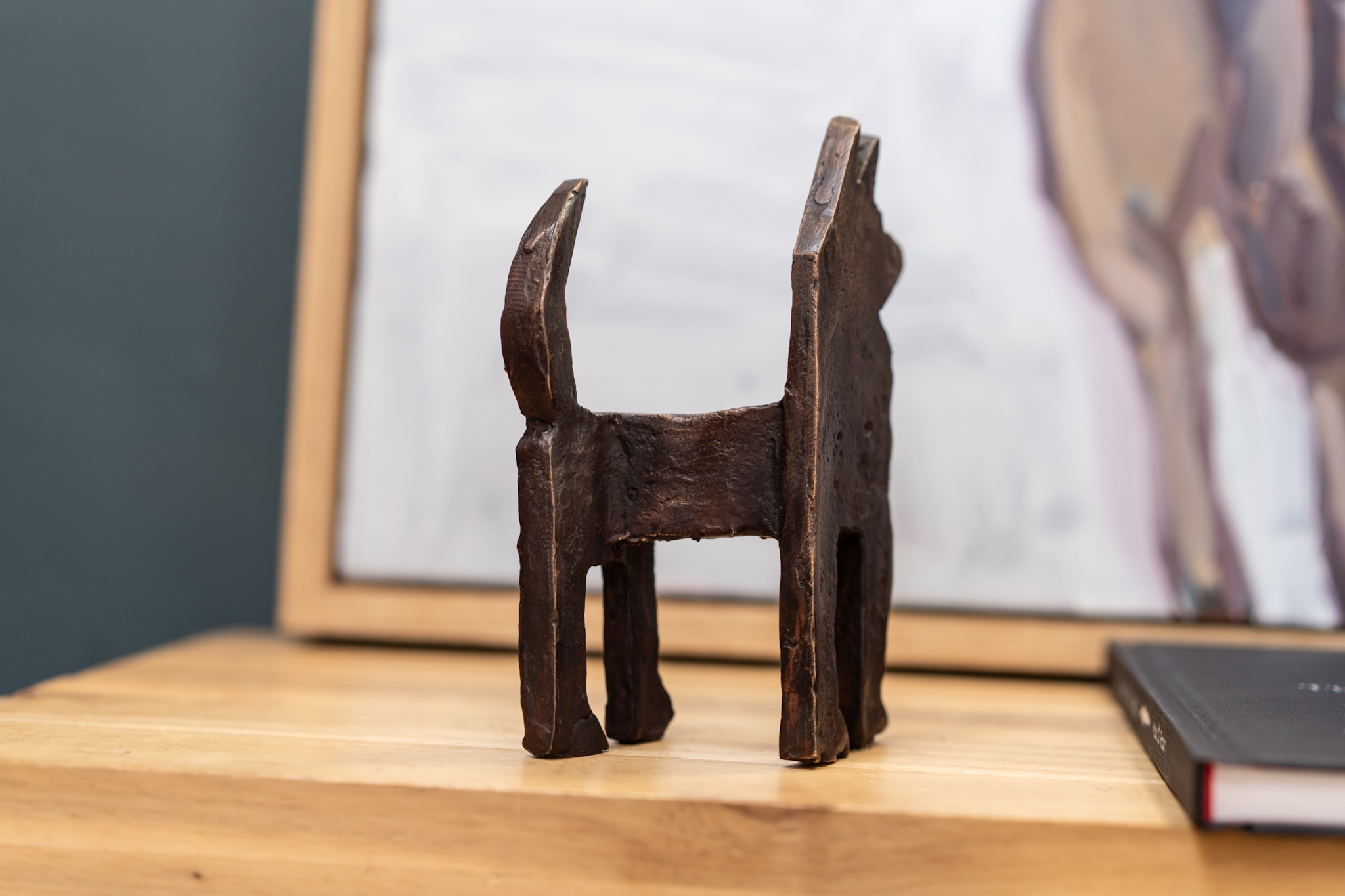 Seamus Connolly Bronze Dogs Brown patina beautiful small bronze sculptures stylized animals original Irish art family business bronze foundry Ireland Kilbaha Gallery