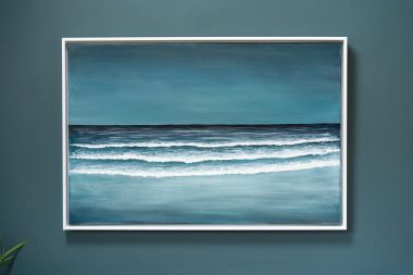 Calm Atlantic Sea Hazel Murray beautiful seascape tidal painting rolling tides beach wild atlantic way West of Ireland Kilbaha Gallery acrylics