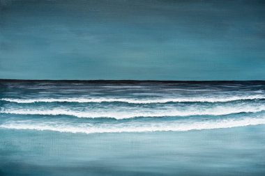 Calm Atlantic Sea Hazel Murray beautiful seascape tidal painting rolling tides beach wild atlantic way West of Ireland Kilbaha Gallery acrylics