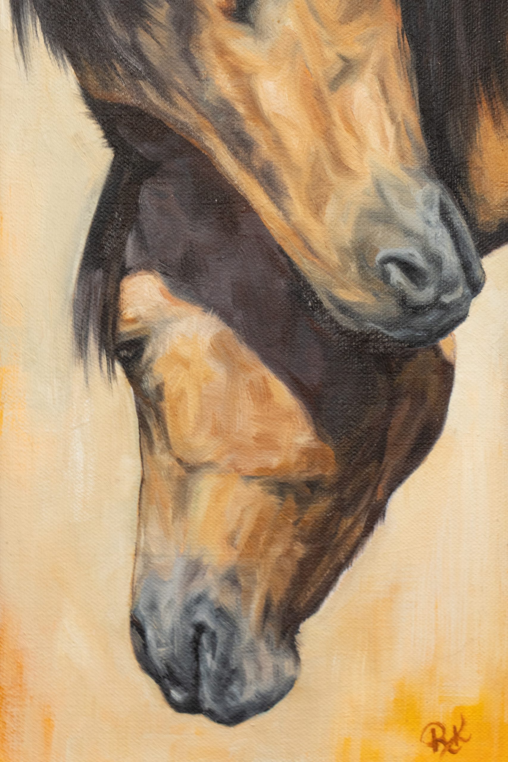 Rebekah van Kan beautiful original oil painting equine horses lazy hazy day beautiful warmth original art West of Ireland Kilbaha Gallery