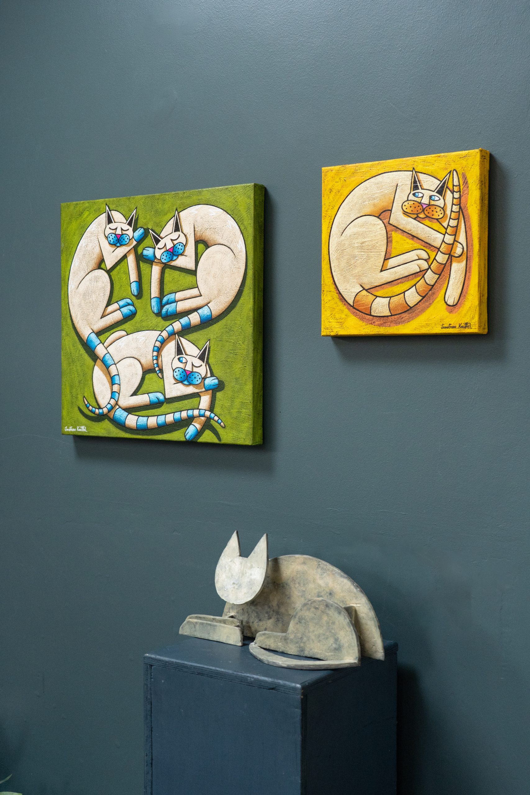 Jonathan Knuttel contemporary art vibrant colourful and fun paintings landscapes, animals, exciting colours, vivid Kilbaha Gallery