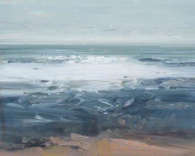 Kaye Maahs oil painting beautiful painting horizon sky and sea black rocks beach seascape kilbaha gallery