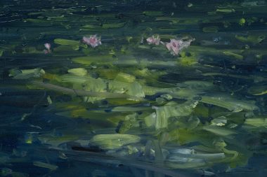 Kaye Maahs original work oil on canvas water lillies kilbaha gallery oil painting greens blues