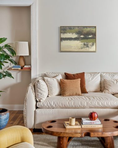 Low Lying Floods by Dorothy Ledwith Original Irish Art contemporary artist Ireland's wetlands beautiful green palette fabulous striking work Kilbaha Gallery