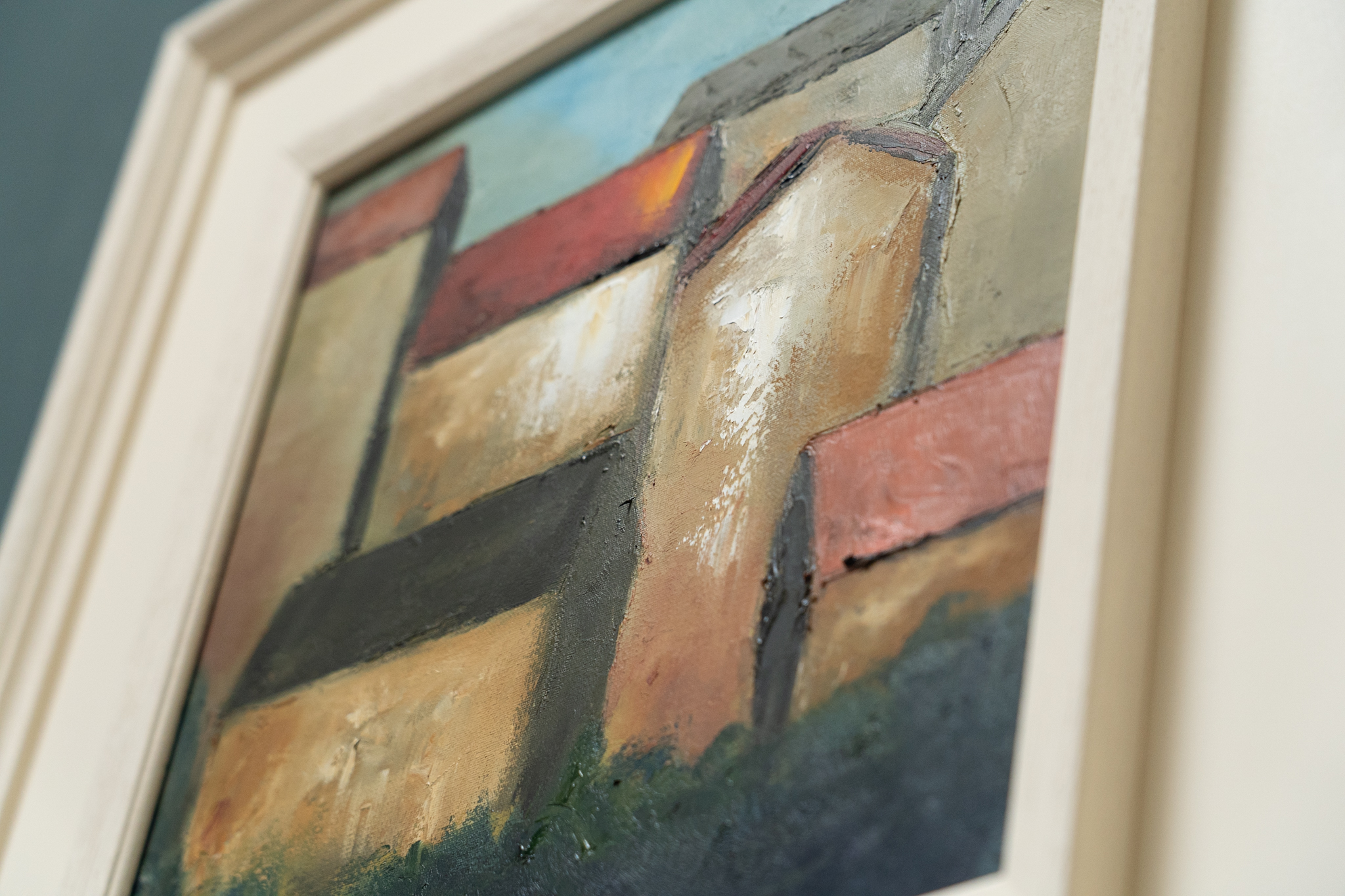 Padraig McCaul West Coast of Ireland Cottage Rural Ireland original Irish art beautiful oil painting signature colours vivid colour palette striking work interiors kilbaha Gallery rooftops