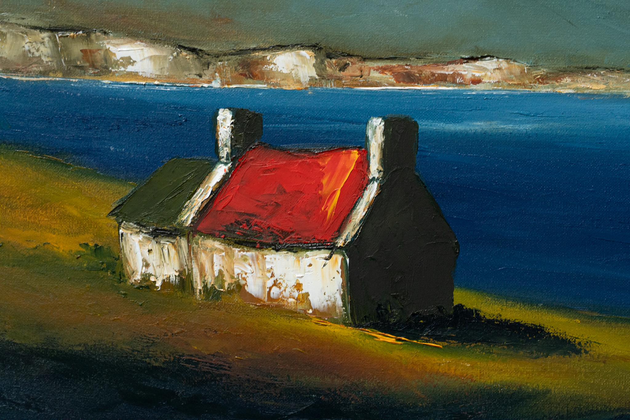 Padraig McCaul West Coast of Ireland Cottage Rural Ireland original Irish art beautiful oil painting signature colours vivid colour palette striking work interiors kilbaha Gallery