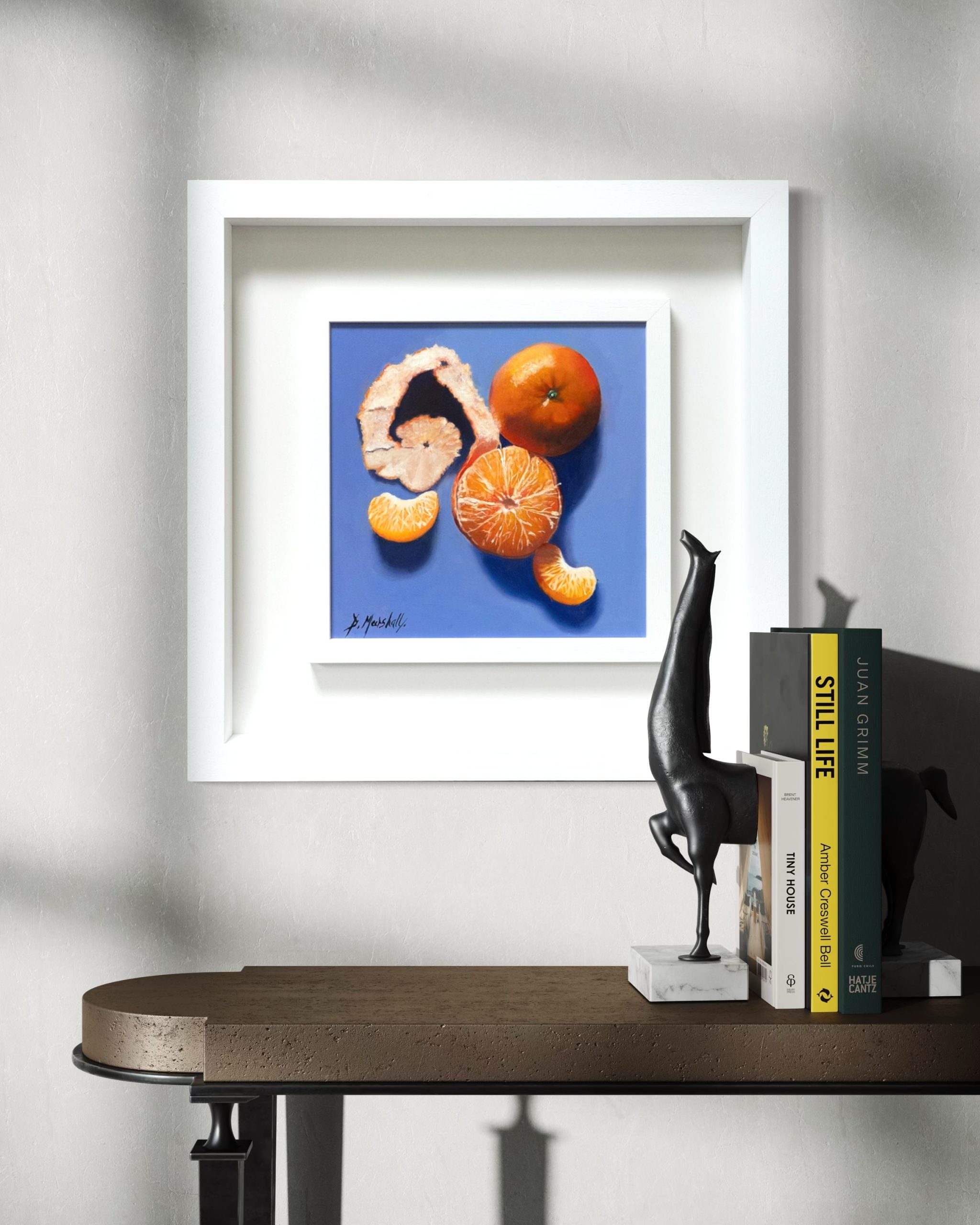 Diana Marshall beautiful still life original oil paintings gorgeous striking work Irish Interiors contemporary spaces modern homes apples oranges lemons sweets fruit Kilbaha Gallery